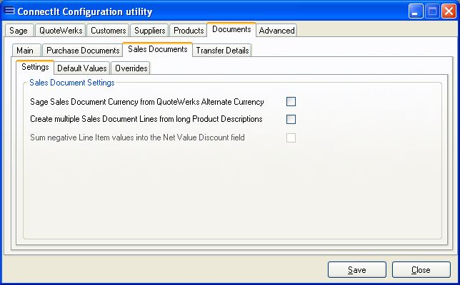 Sales Documents tab